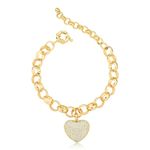 pulseira semijoia luiza mota elos com coração cravejado cristal 18cm 208809 (mp)