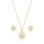 conjunto semijoia luiza mota flor dourado 45cm 262091 (mp)