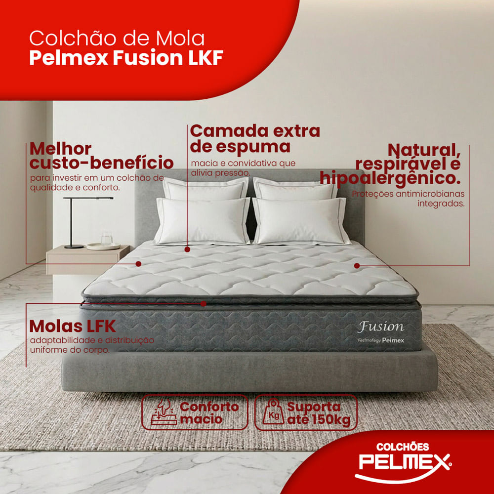 Colchão de Mola Casal Pelmex Fusion 138x188x26