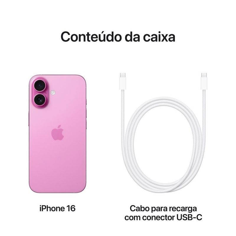 apple iphone 16 256gb rosa tela 6.1" ios 18
