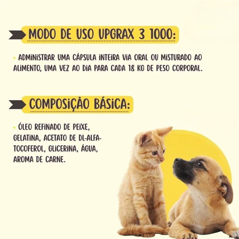 suplemento alimentar vitamínico upgrax-3 1000 labocare para cães e gatos 30 cápsulas (mp)