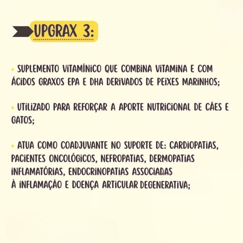 suplemento alimentar vitamínico upgrax-3 1000 labocare para cães e gatos 30 cápsulas (mp)