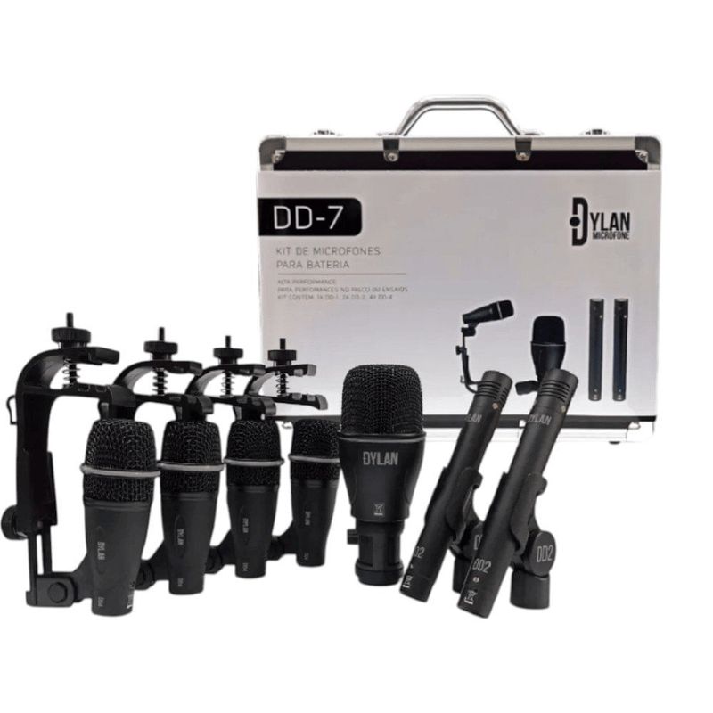 kit microfone dylan para bateria 7 peças dd-7 (mp)