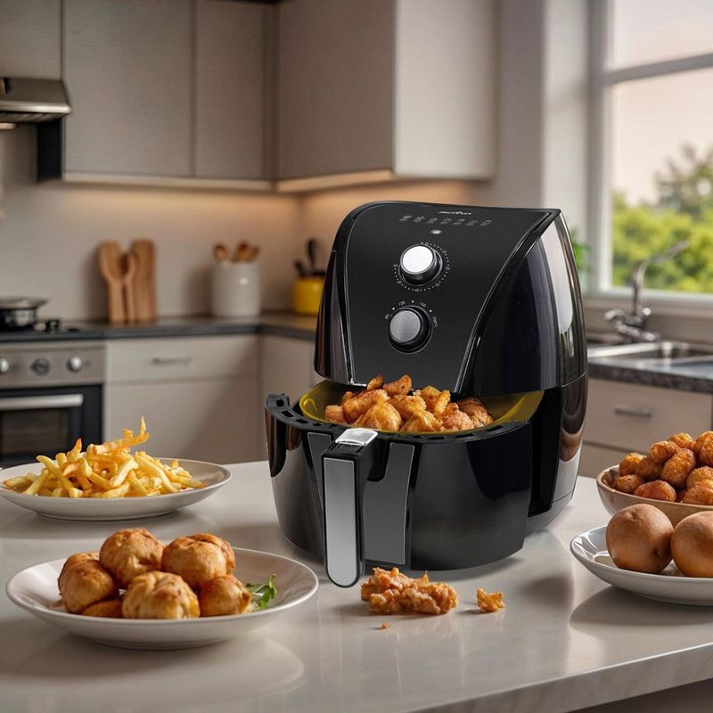 fritadeira britânia air fryer 5 litros antiaderente gold preto 127v baf45a