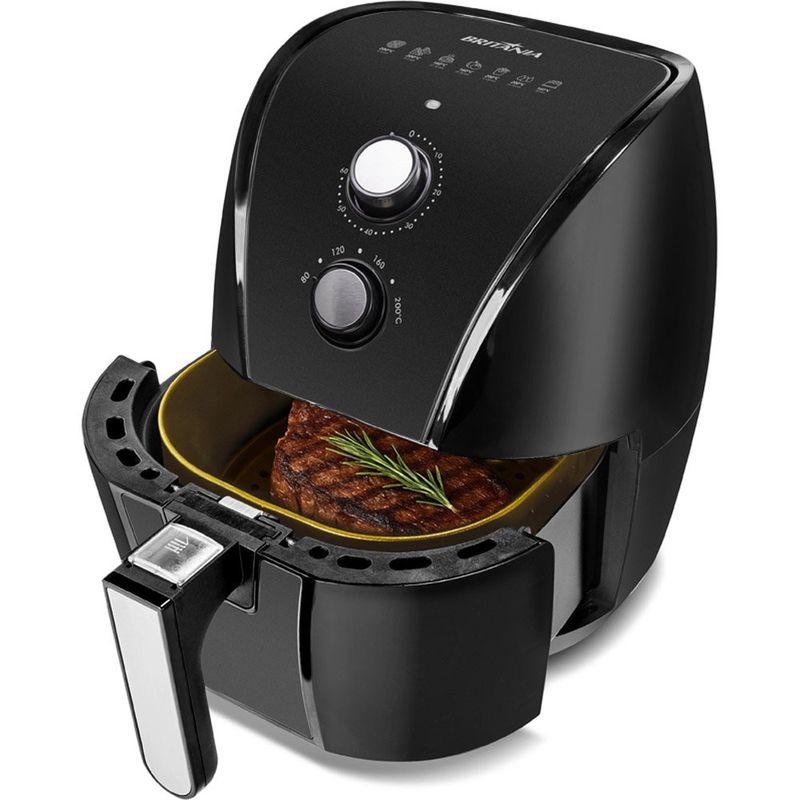 fritadeira britânia air fryer 5 litros antiaderente gold preto 127v baf45a