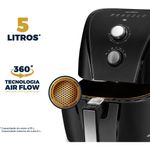 fritadeira britânia air fryer 5 litros antiaderente gold preto 127v baf45a
