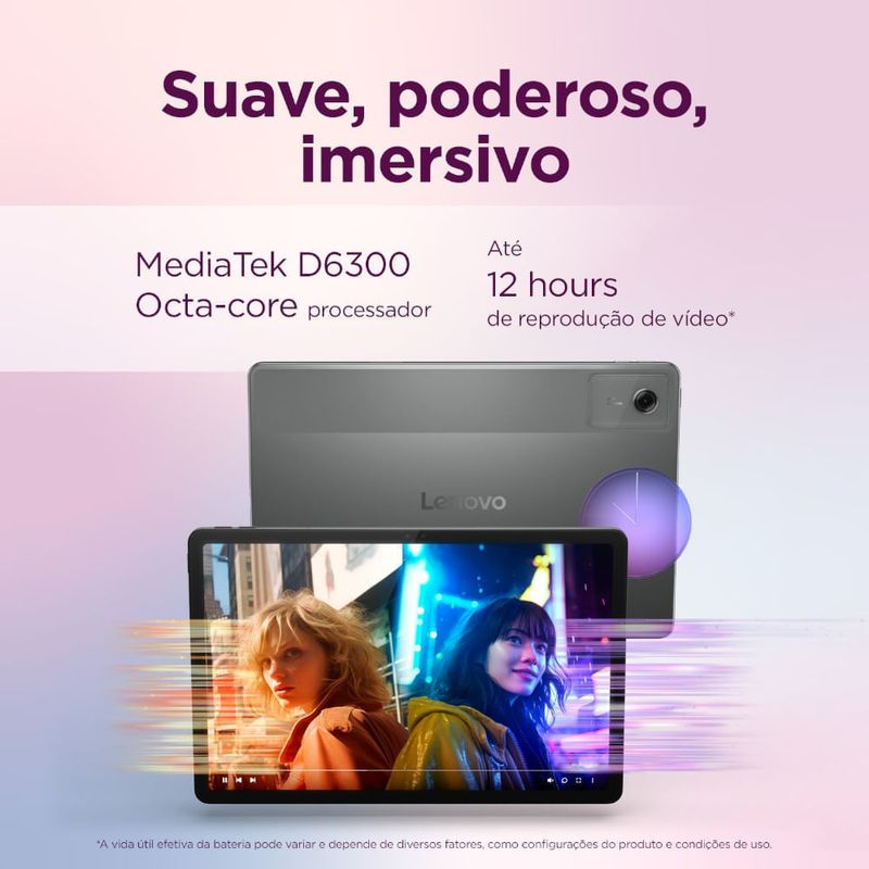 tablet lenovo idea 128gb 8gb ram tela 11" cinza zafr0856br