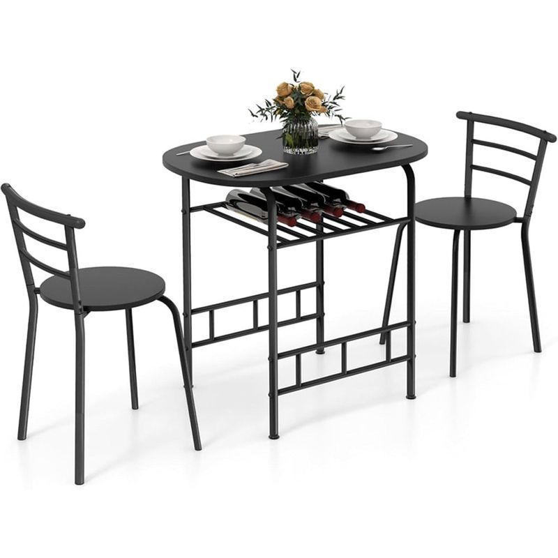 conjunto de mesa 3 peças airun preto e-bi