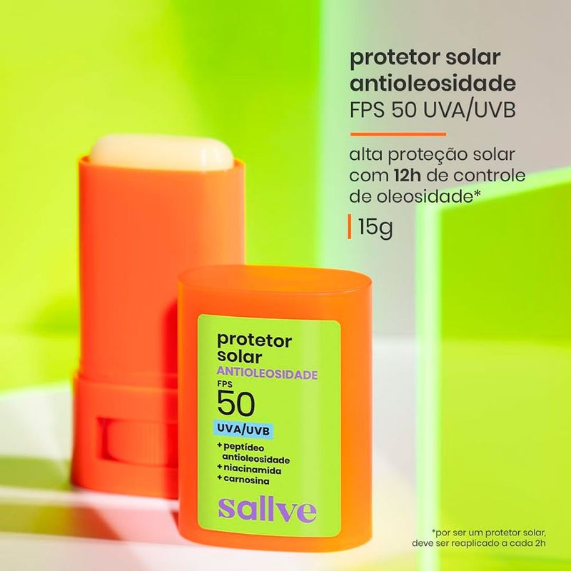 protetor solar facial em bastão antioleosidade fps50 15g sallve