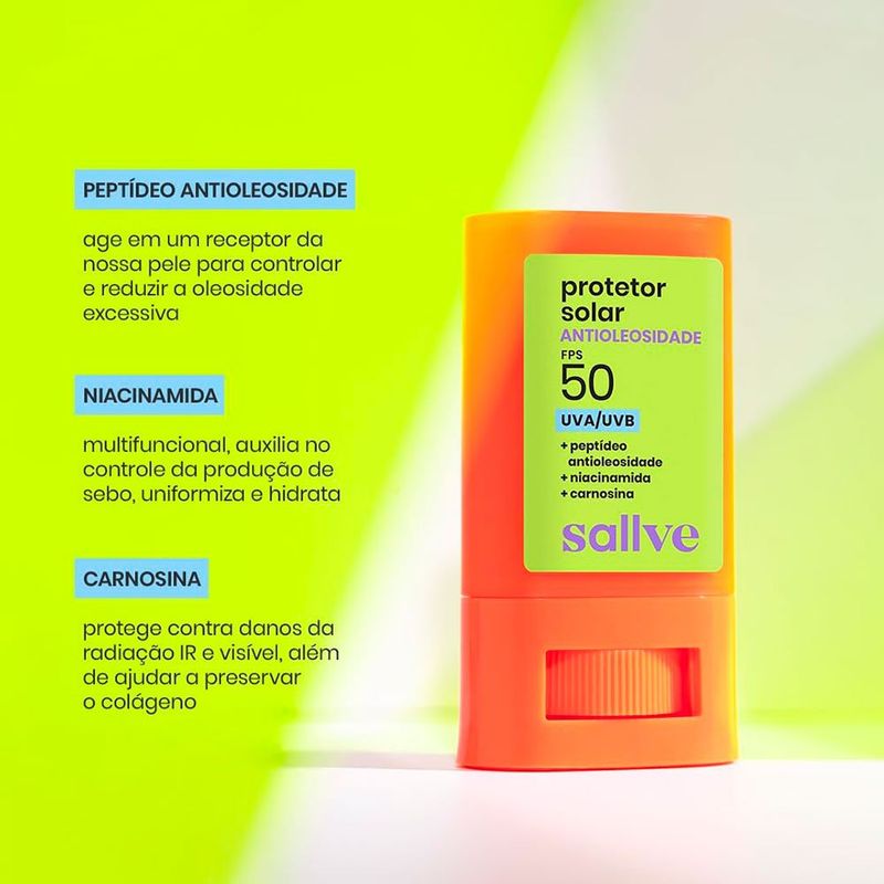 protetor solar facial em bastão antioleosidade fps50 15g sallve