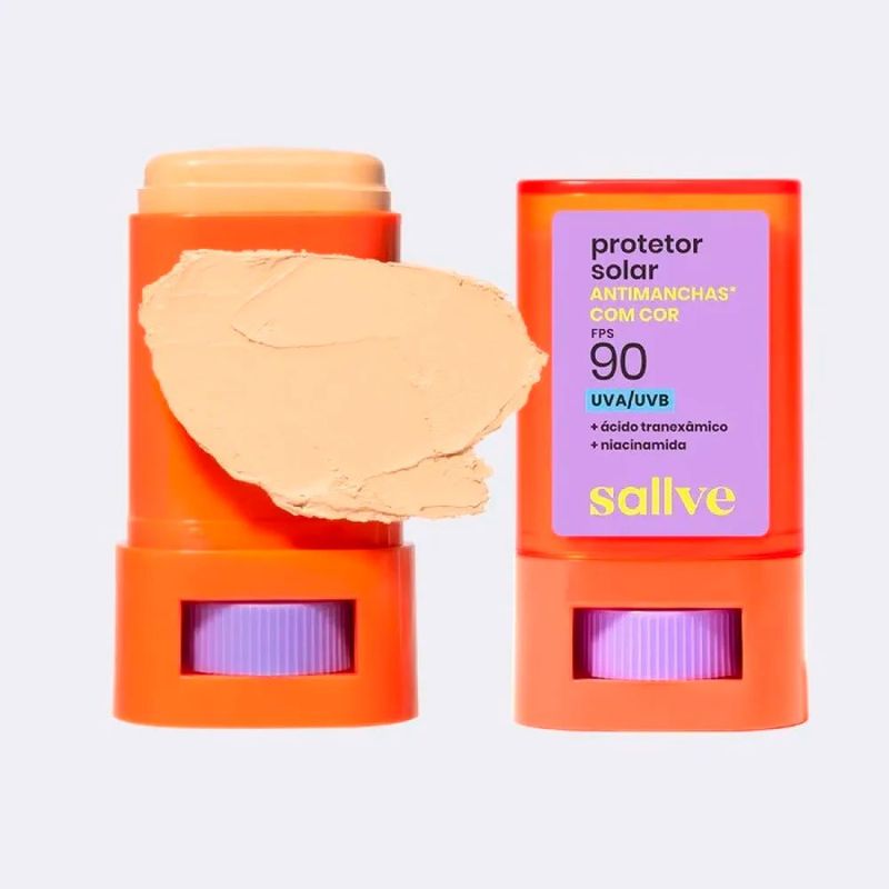 protetor solar facial em bastão antimanchas fps90 cor 2 sallve
