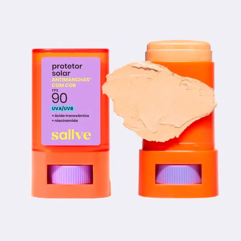 protetor solar facial em bastão antimanchas fps90 cor 3 sallve