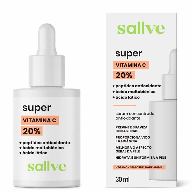 sérum facial super vitamina c 20% 30ml sallve