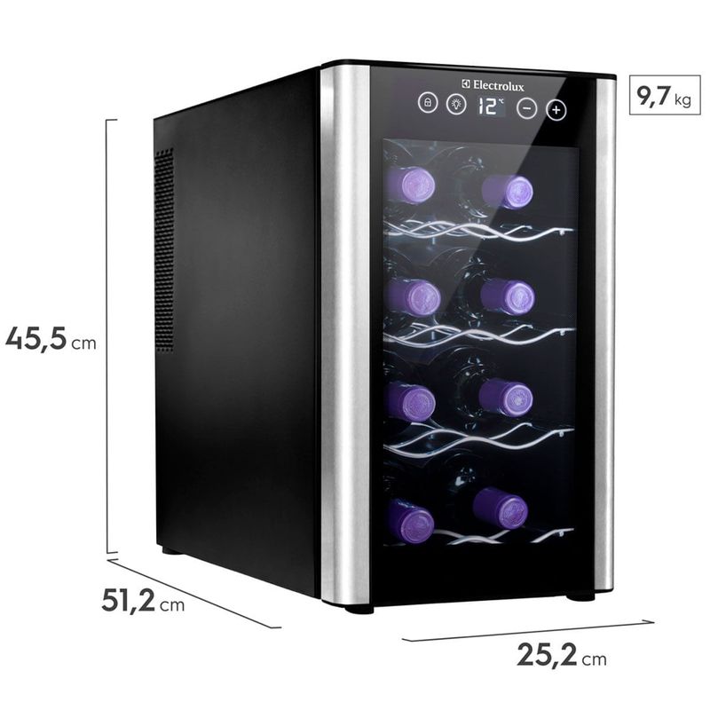 adega electrolux 08 garrafas acb08 painel touch bivolt preto 01081wba189