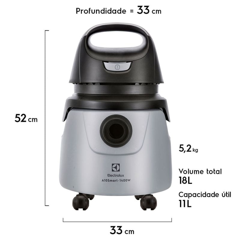 aspirador pó e água electrolux 1400w 18l smart com função sopro cinza a10n1 127v
