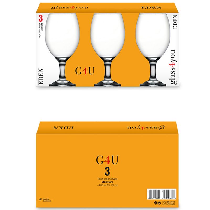 conjunto de taças 3 peças class home edem 400ml 1823