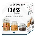 jogo de potes de vidro class home 3 peças 1799