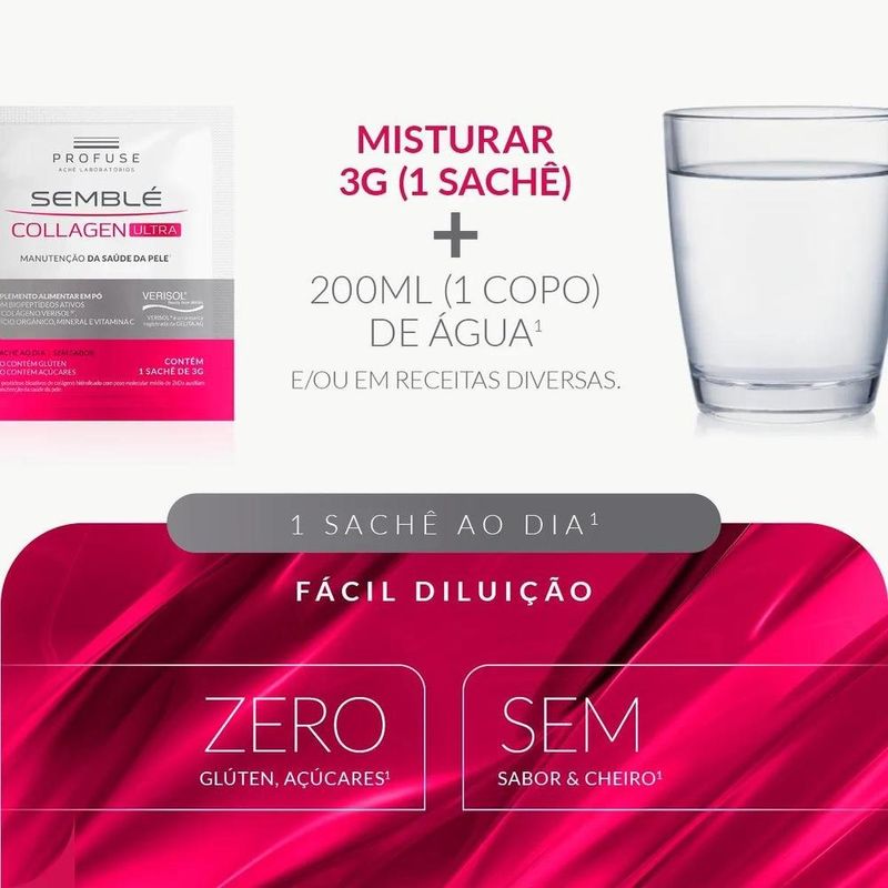 colágeno profuse semblé collagen ultra 30 sachês