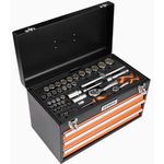 kit 86 peças de ferramentas kendo preto e laranja e-bi