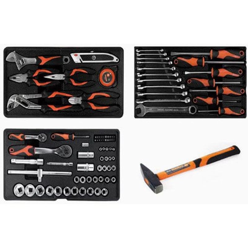 kit 86 peças de ferramentas kendo preto e laranja e-bi