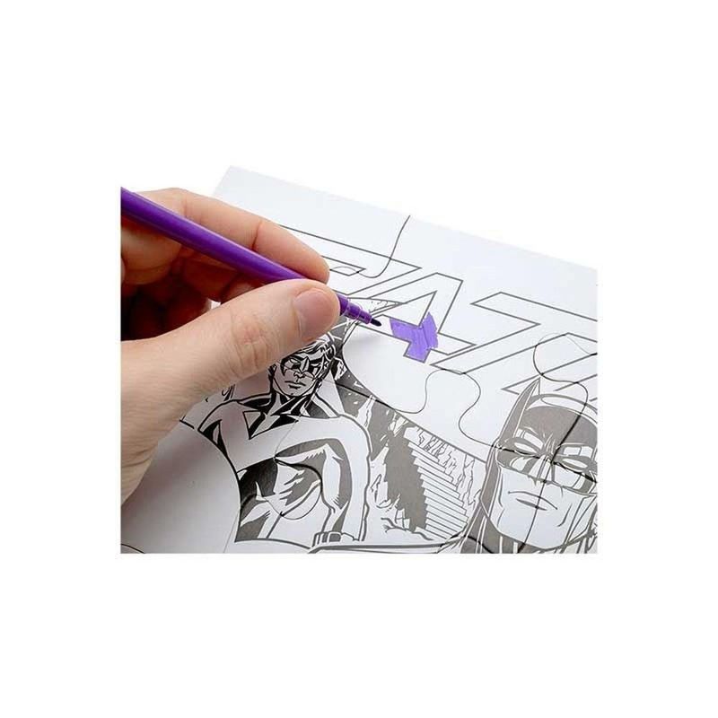 quebra-cabeça batman 4 em 1 leonora 72 peças para colorir com 3 hidrocor (mp)