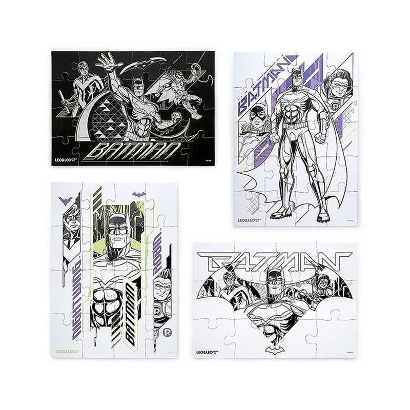 quebra-cabeça batman 4 em 1 leonora 72 peças para colorir com 3 hidrocor (mp)