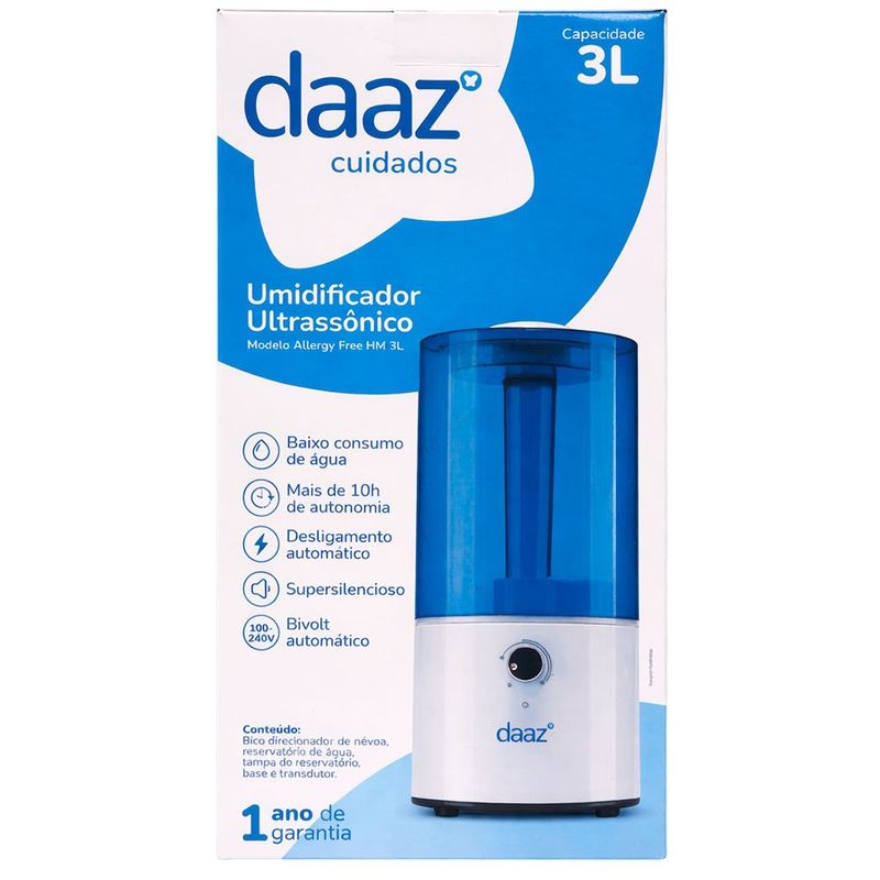umidificador ultrassônico daaz llergy free hm 3 litros