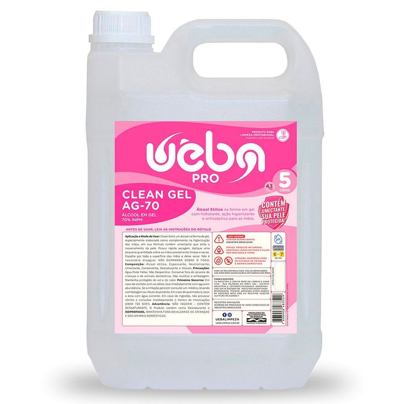 álcool em gel 70% uêba clean gel ag-70 5l (mp)