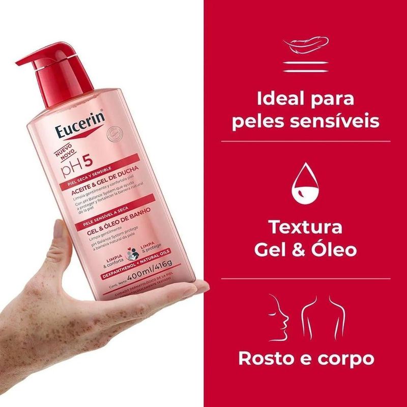 gel e óleo de banho eucerin ph5 400ml