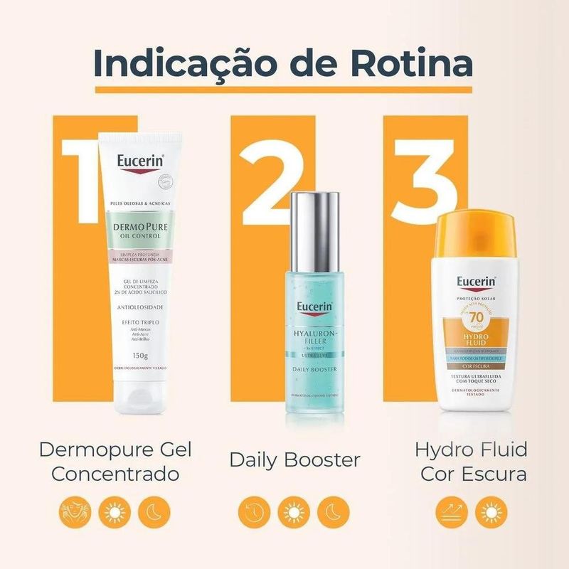 protetor solar facial eucerin sun hydro fluid cor escura fps70 50ml