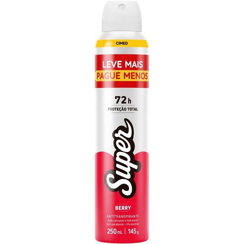 desodorante antitranspirante aerosol cimed super berry 250ml
