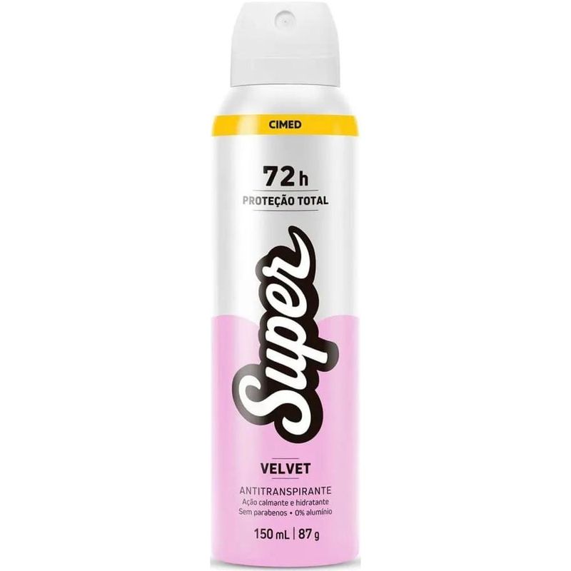 desodorante antitranspirante aerosol cimed super velvet 150ml