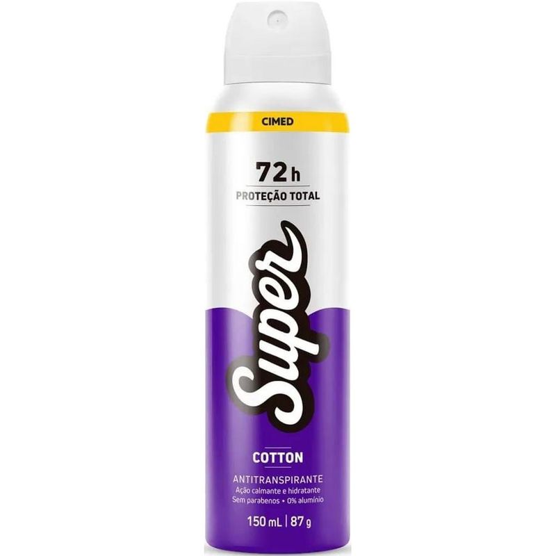 desodorante antitranspirante aerosol cimed super cotton 150ml