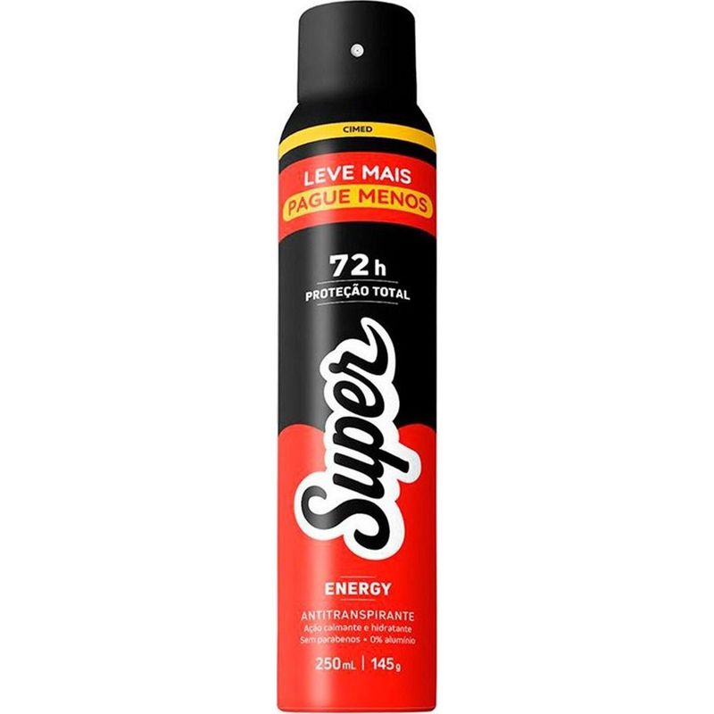 desodorante antitranspirante aerosol cimed super energy 250ml