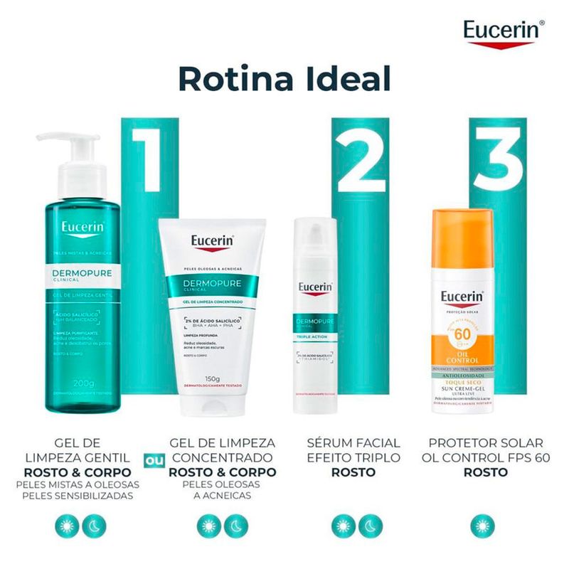 gel de limpeza gentil eucerin dermopure rosto e corpo 200ml