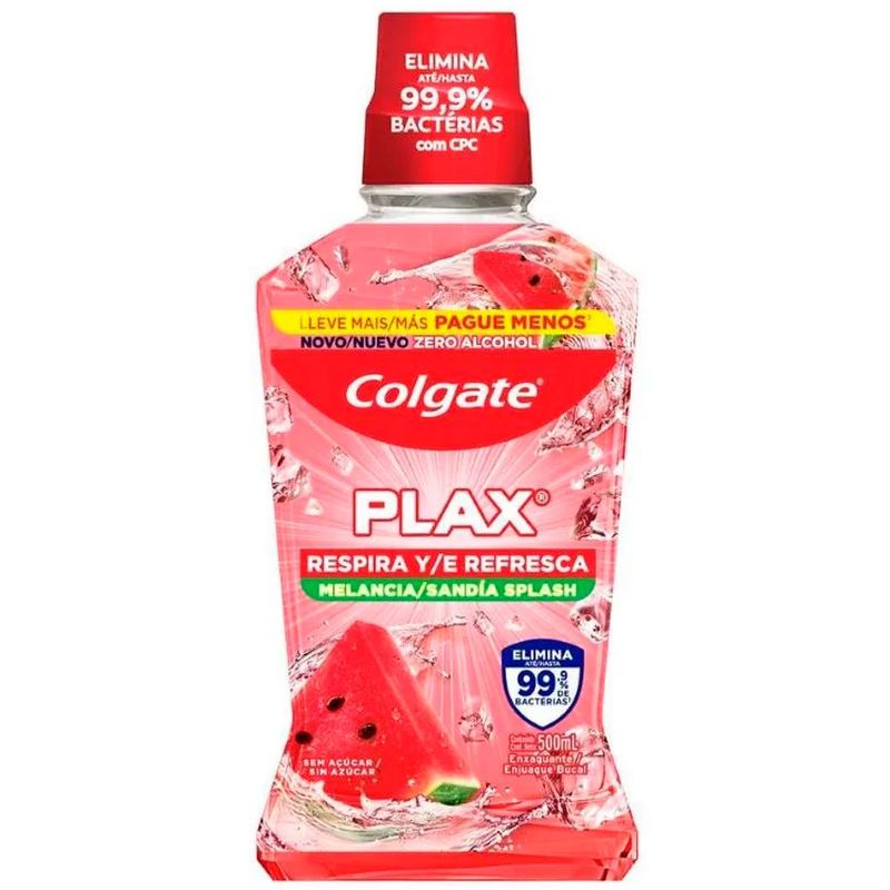enxaguante bucal colgate plax sabor melancia 500ml