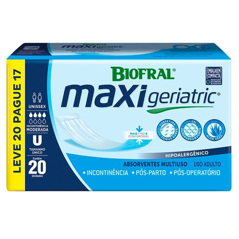 absorvente biofral maxi geriatric unissex 20 unidades