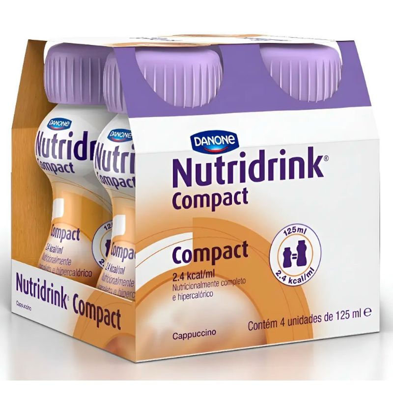 suplemento nutricional hipercalórico danone nutridrink compact sabor capuccino 125ml 4 unidades