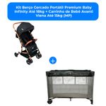 kit berço cercado portátil premium baby infinity até 18kg + carrinho de bebê avanti viena até 15kg (mp)