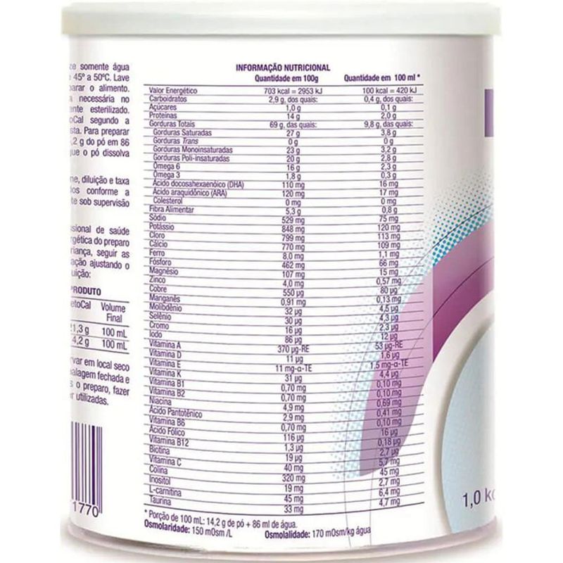 fórmula pediátrica ketocal 4:1 pó 300g