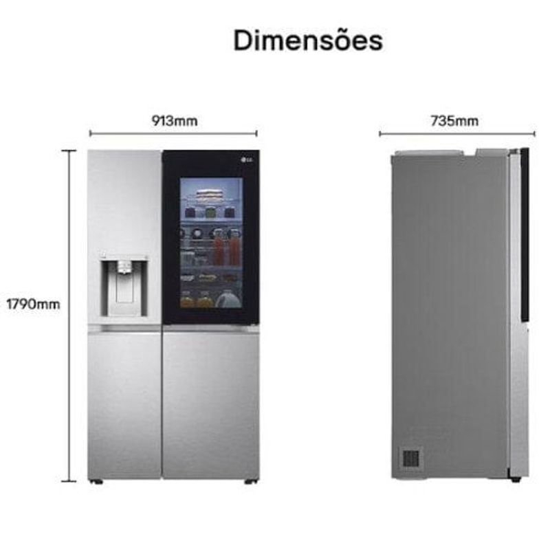 geladeira lg inverter side by side 598 litros 127v inox gc-x257cshs