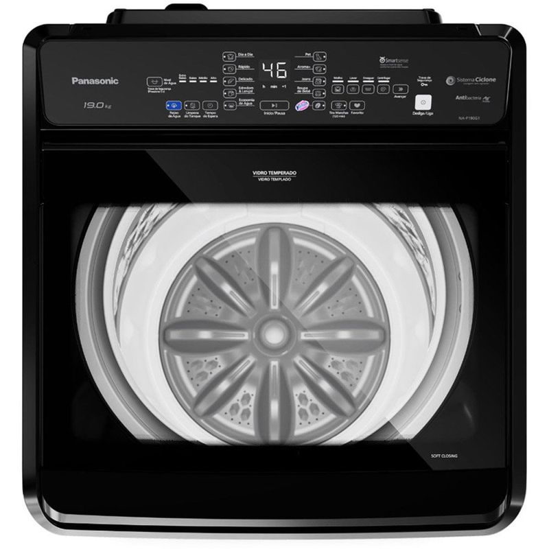máquina de lavar roupas 19kg panasonic preto na-f190g1ba