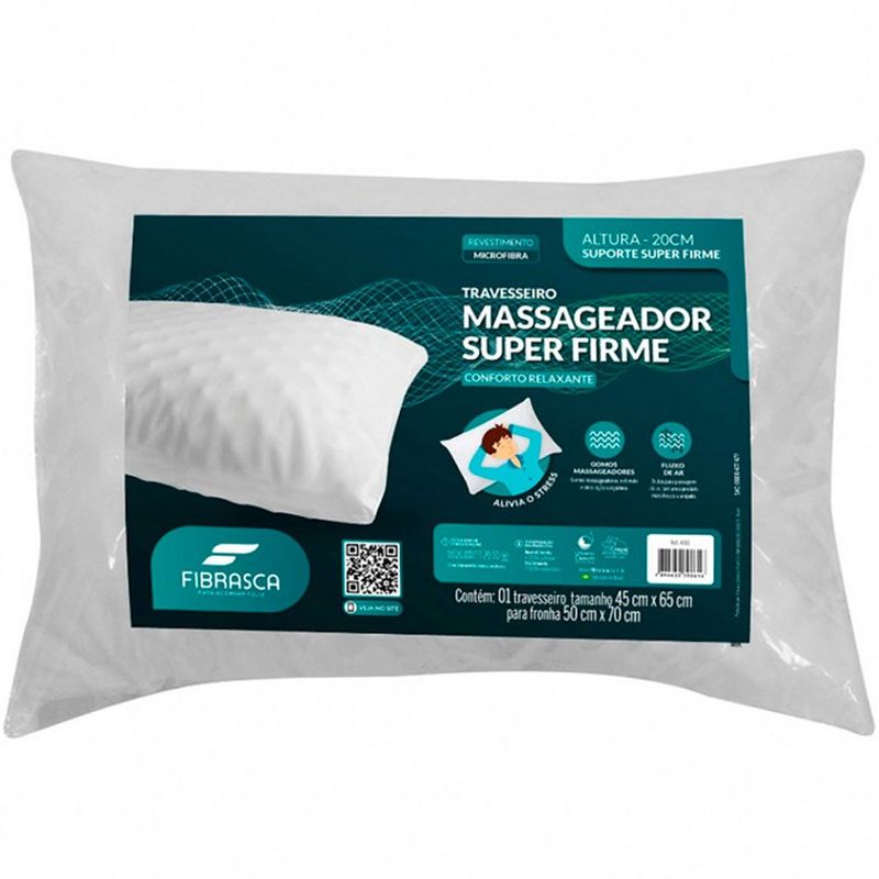 travesseiro fibrasca massageador super firme 4053 45x65