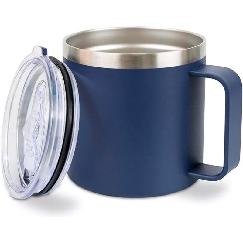 caneca térmica toprising 350ml de aço inox azul e-bi