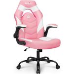 cadeira gamer neo chair ergonômica ajustável de couro sintético rosa a-bi