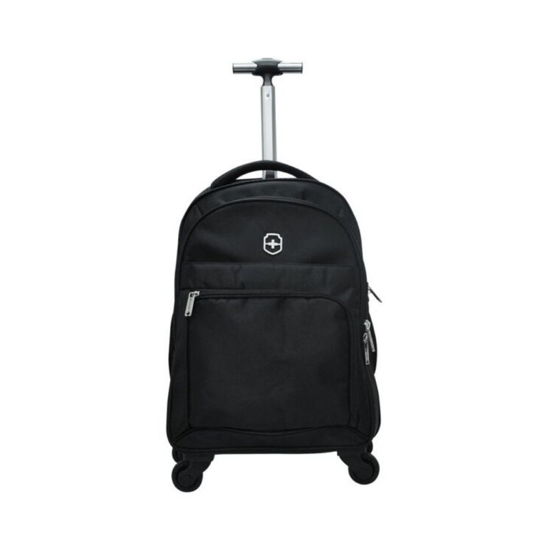 mochila de rodinhas executiva swissland em poliéster 18" 46cm preto (mp)