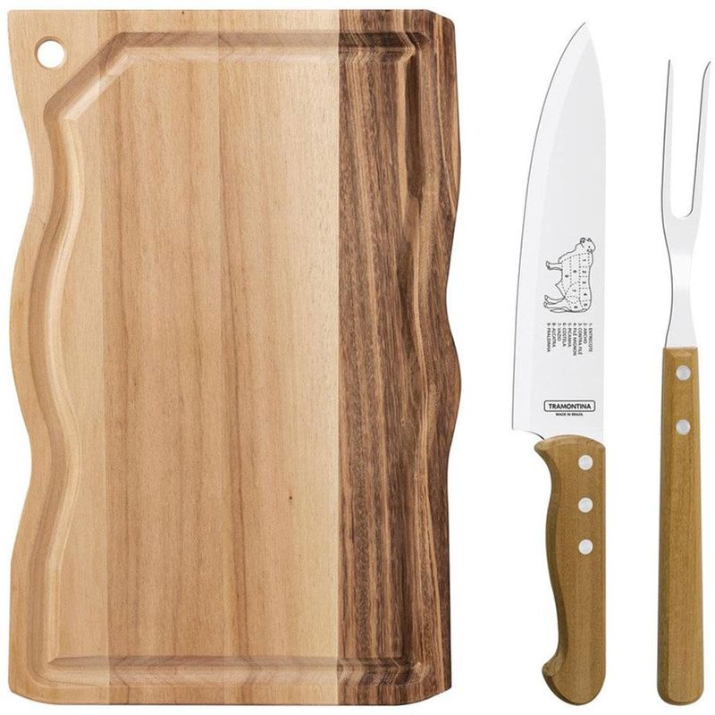 kit churrasco tramontina 3 peças inox 22398001