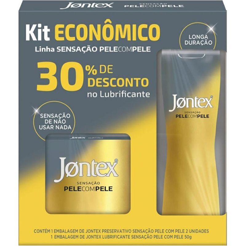 kit jontex sensação pele com pele preservativo + lubrificante íntimo gel 50g