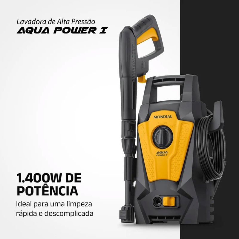 lavadora de pressão mondial 127v 1400w 1600ppsi amarelo e preto lap-01-gy