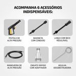 lavadora de pressão mondial 127v 1400w 1600ppsi amarelo e preto lap-01-gy